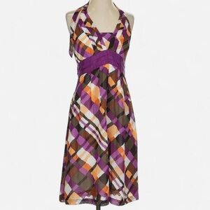 Purple Plaid Halter Sundress - Women's Dress